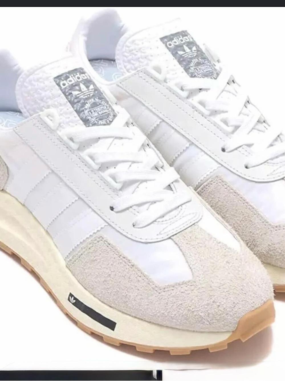 adidas men White & Beige Classic Runner Sneakers